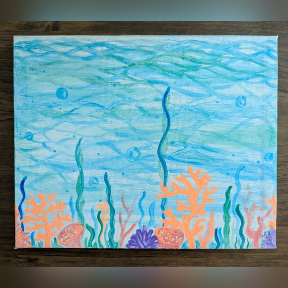 Other - Original Artwork By Holly Pennell Underwater Coral Canvas Art 8x10 Acrylic